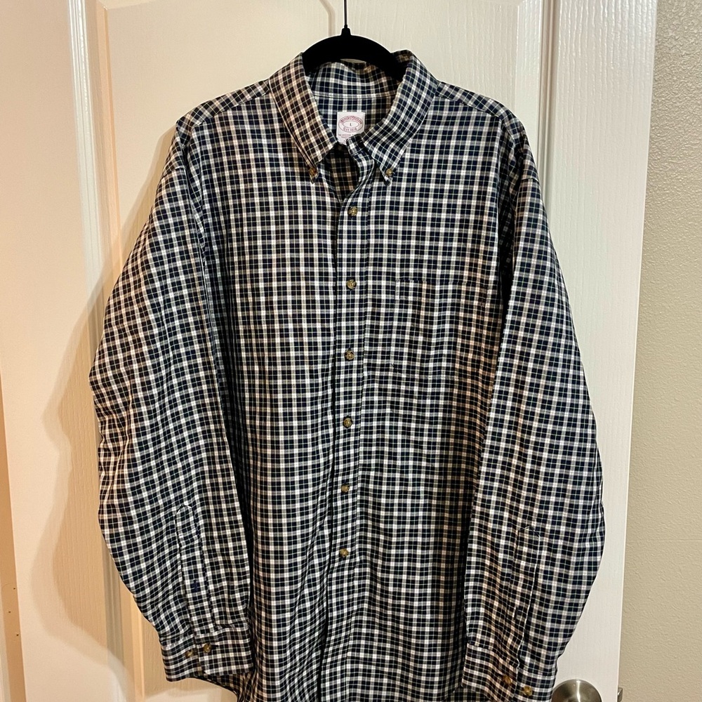 Men's Brooks Brothers Black and White Checkered Shirt